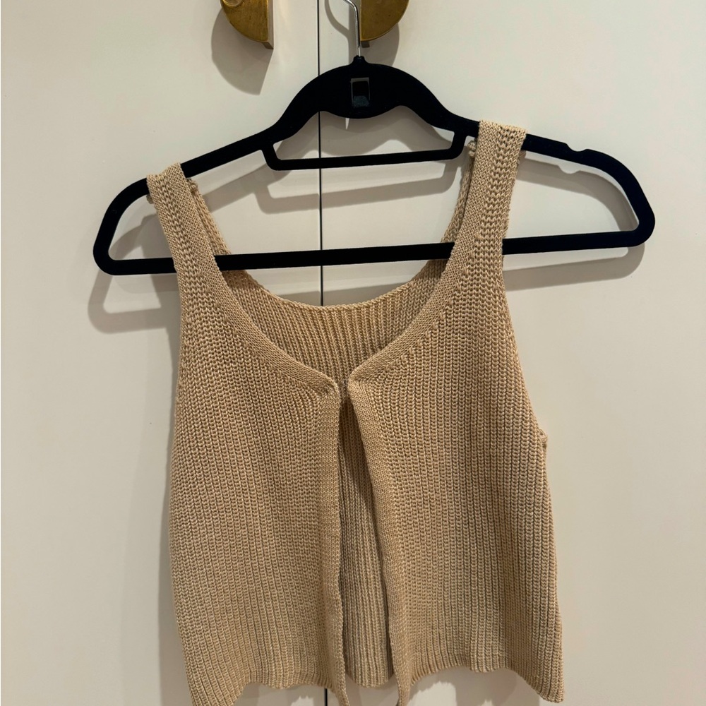 Brown Woven hooked vest- top, small
